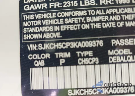 2019 Infiniti Qx30 Luxe z USA, uszkodzony, nr VIN SJKCH5CP3KA009376